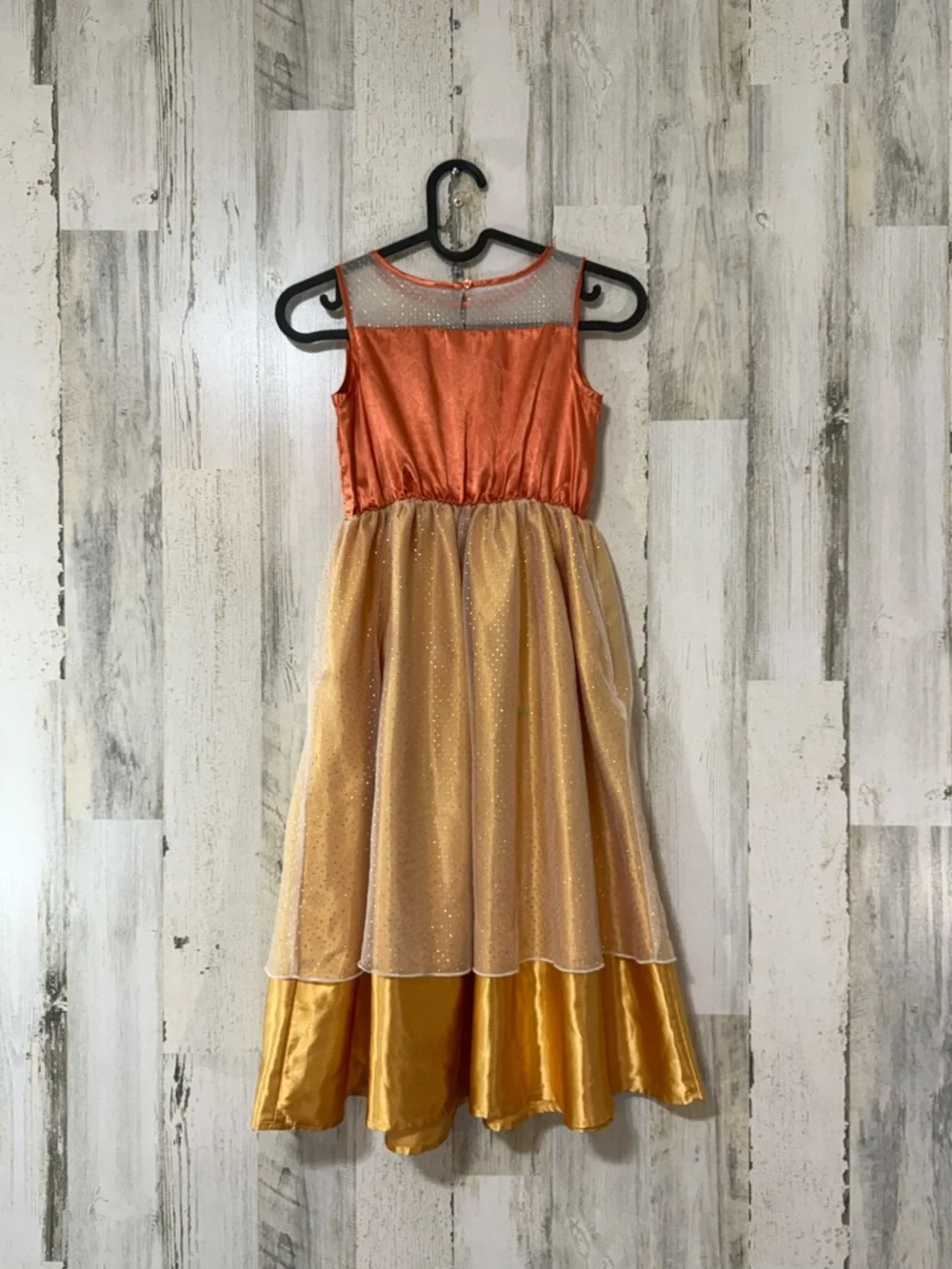 Moana Inspired Costume Dress Gold Orange Satin - Picture 14 of 15
